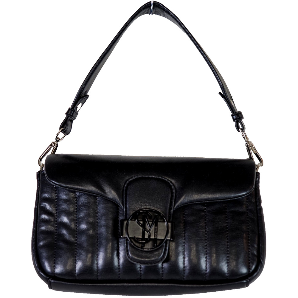 Steve Madden Black Quilted Bpeachy Purse Triple Compartment Handbag Crossbody